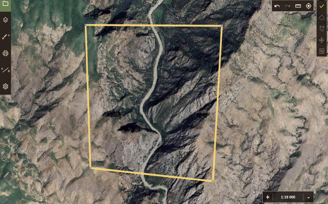 Manual boundary drawing on the map.