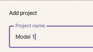 Add Project dialog: entering the project name.