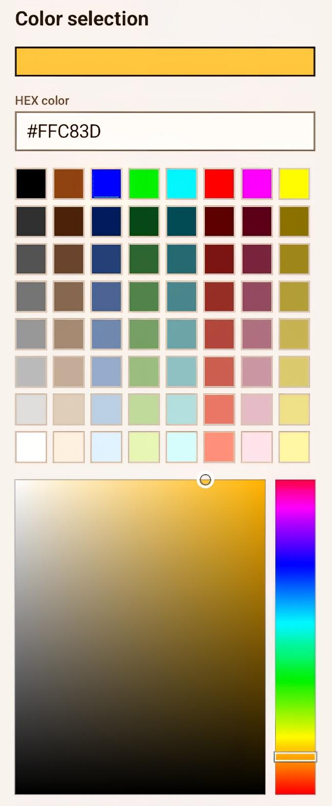 Color picker for choosing or entering an exact boundary-line color.