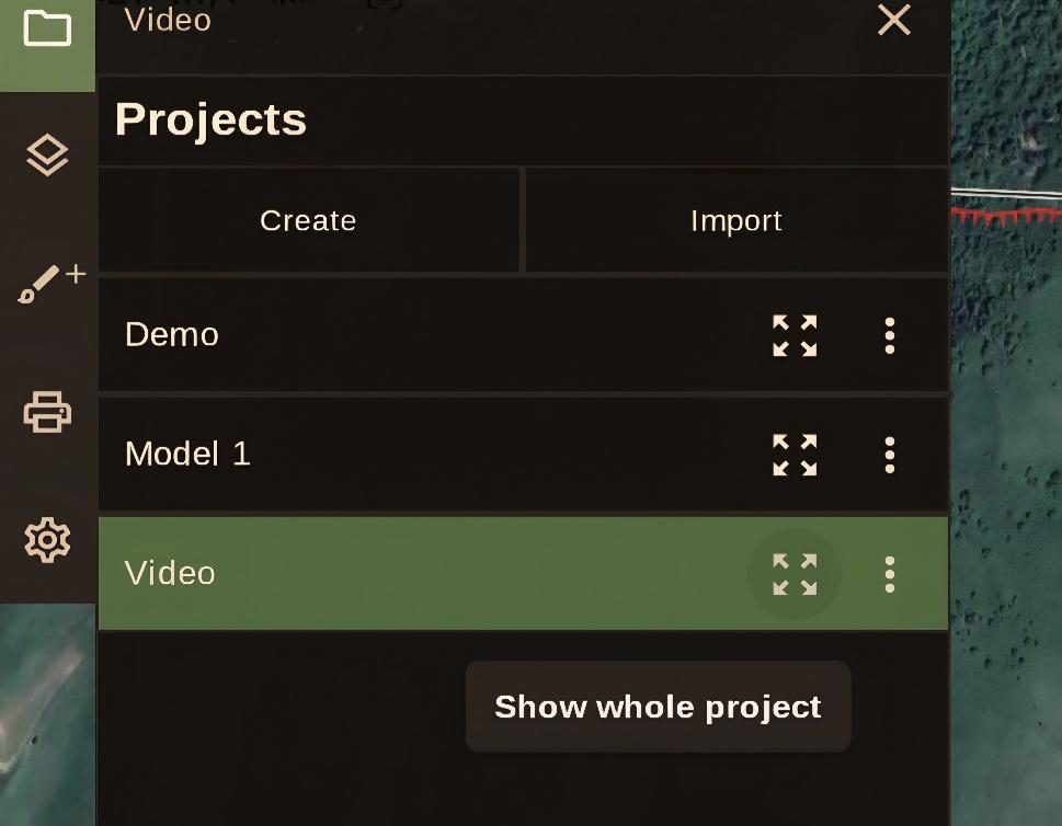 Show whole project button in the project list.
