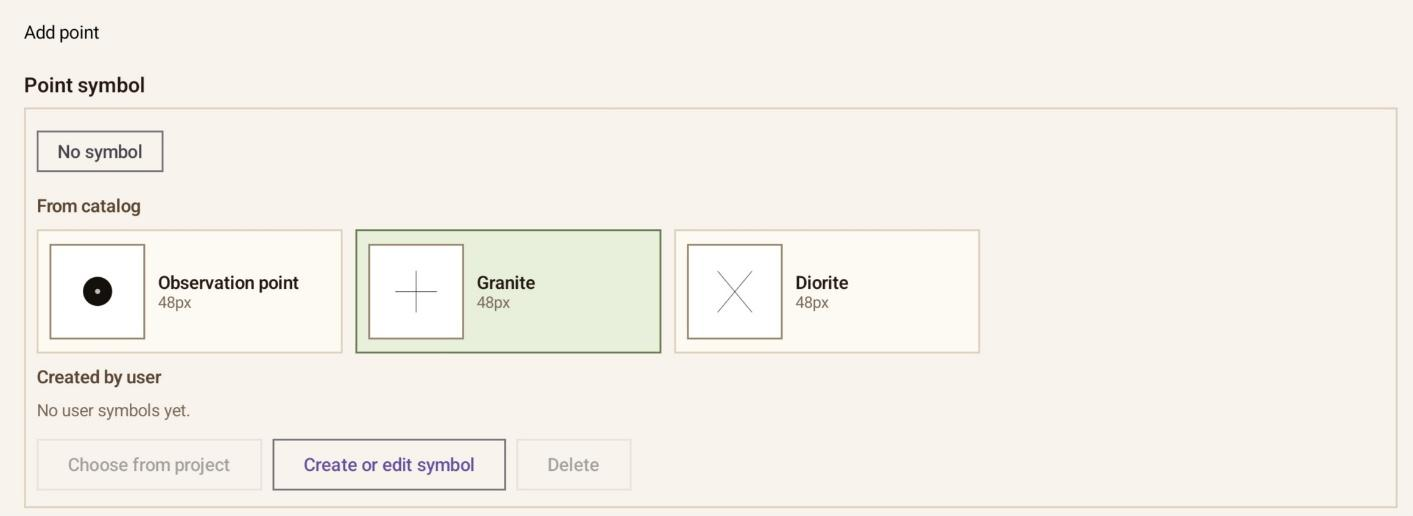 Point symbol selection from the built-in catalog.